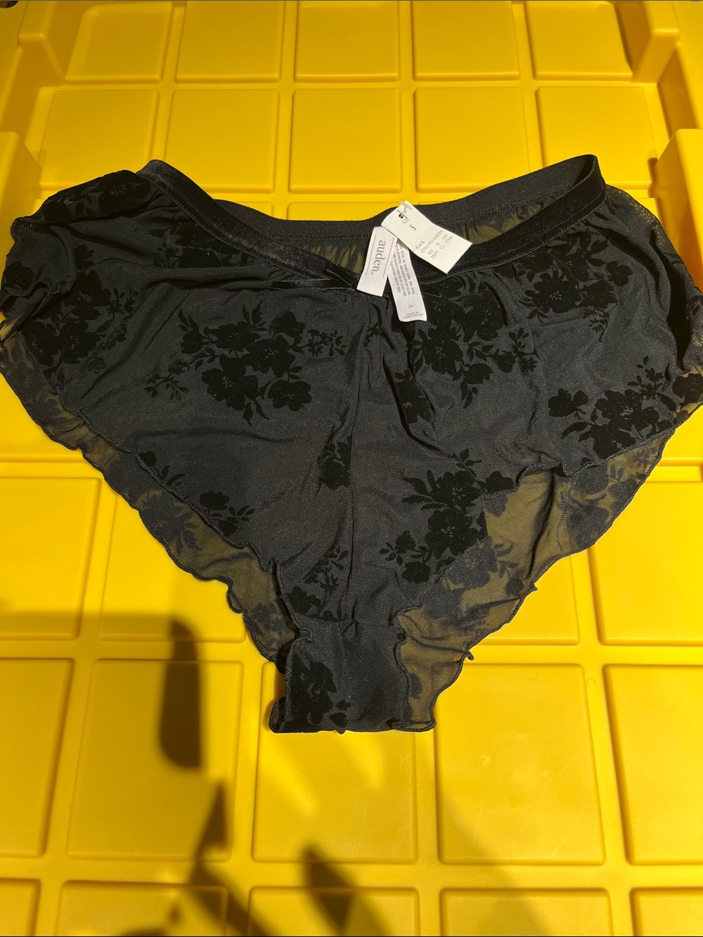 Auden Black Floral Sheer Bikini Panty